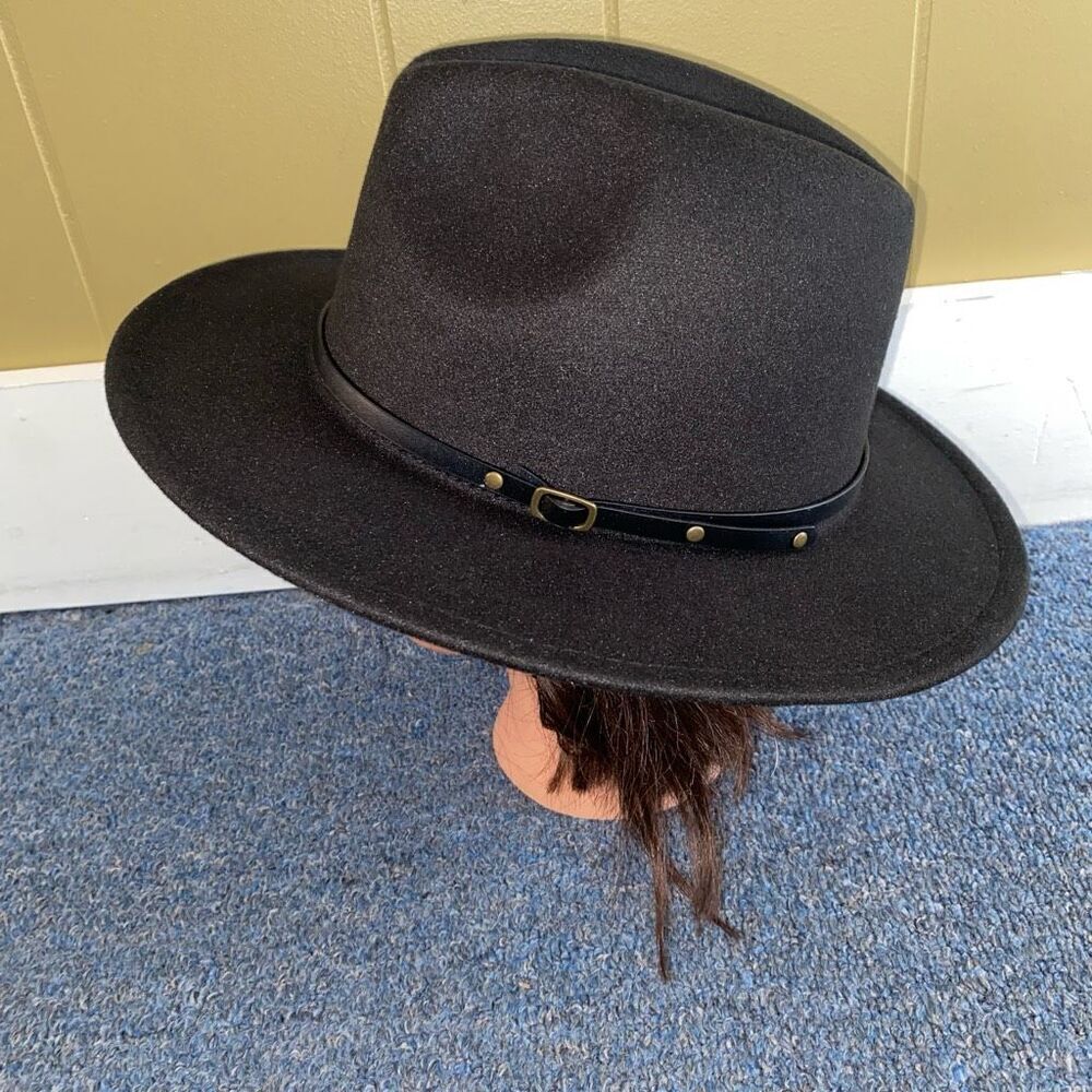 Mens OS cotton blend fedora black hat